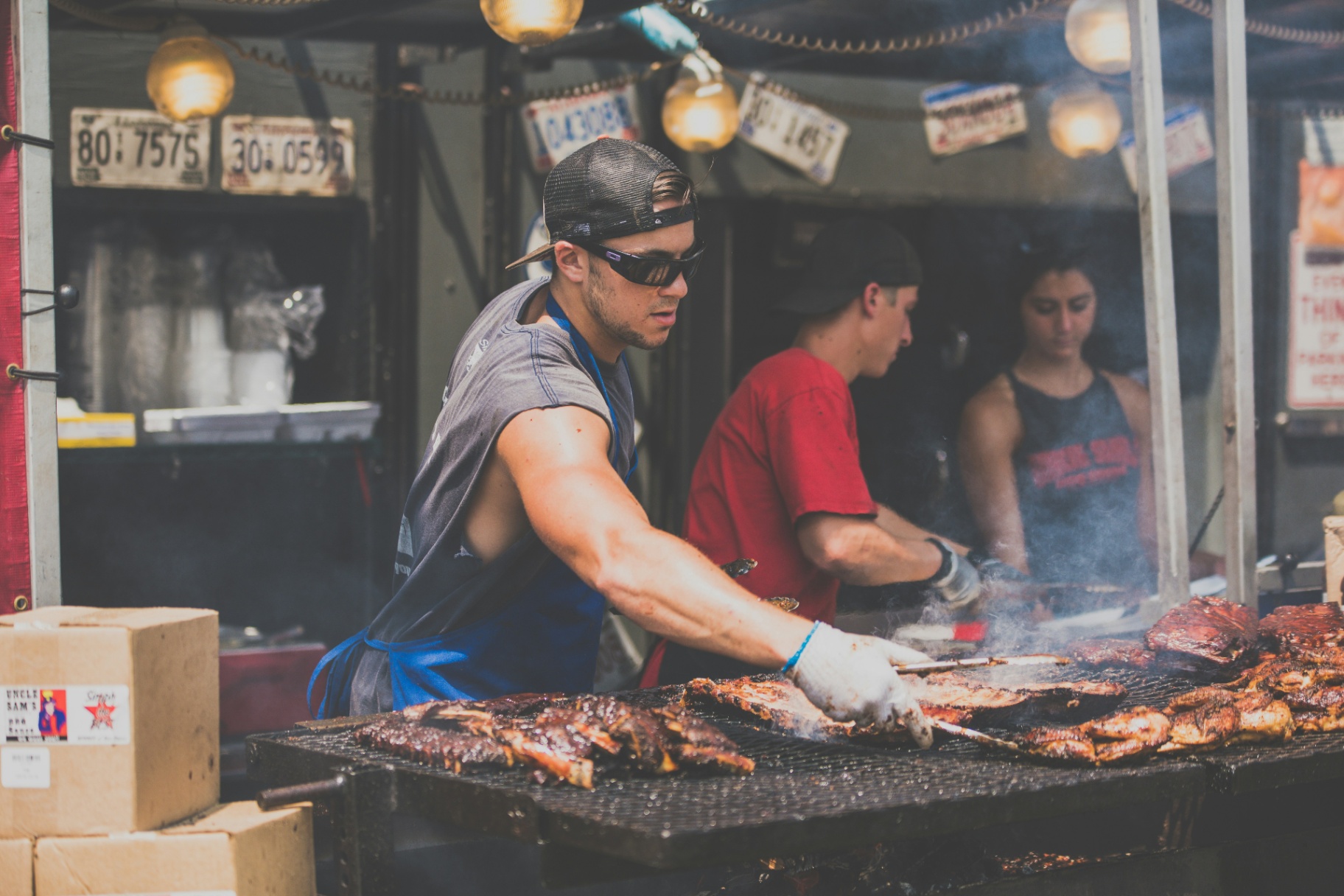Cedar BBQ team working a live event station